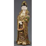 Figur einer Frau mit Fisch. Satsuma, Japan, alt. 50 cm hoch.Figure of a woman with fish. Satsuma,