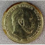 Goldmünze 5 Mark 1877 A - Wilhelm Kaiser Preussen - Deutsches Reich. Gold 900. 1,99 Gramm. Legierung