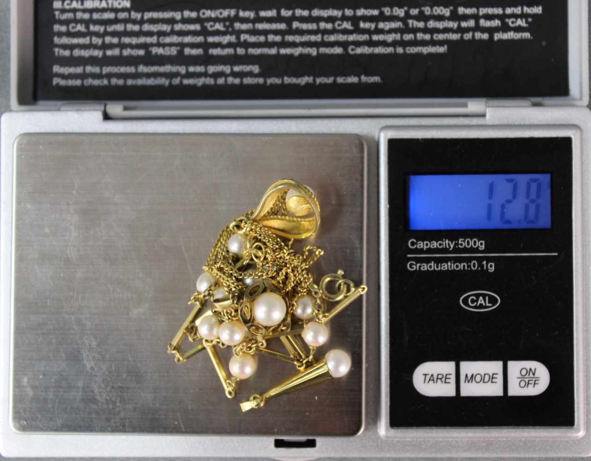 Perlen Schmuck Gold 333. Gesamtgewicht 12,8 Gramm.Pearl jewelry gold 333. Total weight 12.8 grams. - Bild 2 aus 10