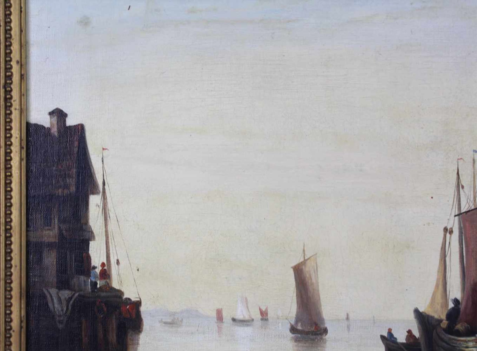 M. RADLOFF (XIX - XX). Hafenstadt in den Niederlanden 1889.51 cm x 61 cm. Gemälde. Öl auf - Image 6 of 7