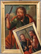 UNSIGNIERT (XVIII). Zwei Evangelisten, Verso Paulus.24,5 cm x 18 cm. 2 Gemälde auf einer