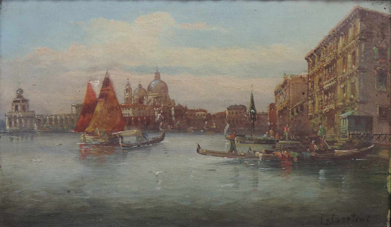Karl KAUFMANN (1843 - 1902/05). 2 Venedig Veduten.Je 18 cm x 30 cm. Signiert mit dem Synonym "L. - Image 7 of 10