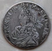 2 Mark Karl XI von Schweden. 1665 IK.Münze, Silber ca. 10,5 Gramm.2 Mark Karl XI von Schweden.