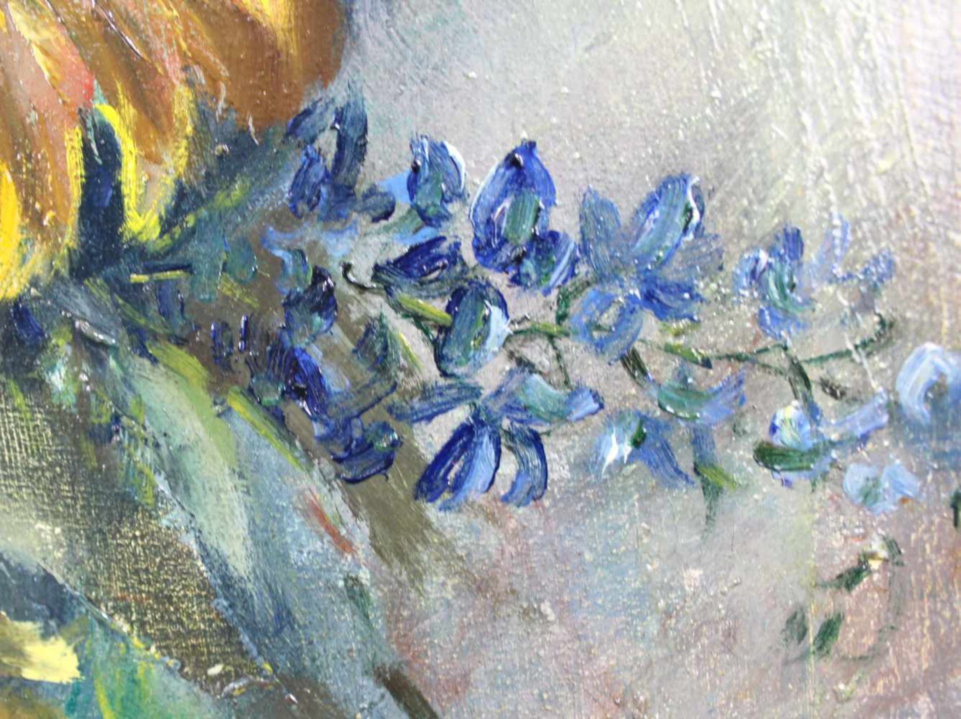 Hans ANTLITZ (1902 - 1978). Sonnenblumen.64 cm x 80 cm. Gemälde. Öl auf Leinwand. Rechts unten - Image 5 of 6