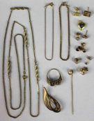 Konvolut Schmuck. Gold 333 und Gold 585. Teils mit Perlen und Steinen besetzt.31,3 Gramm