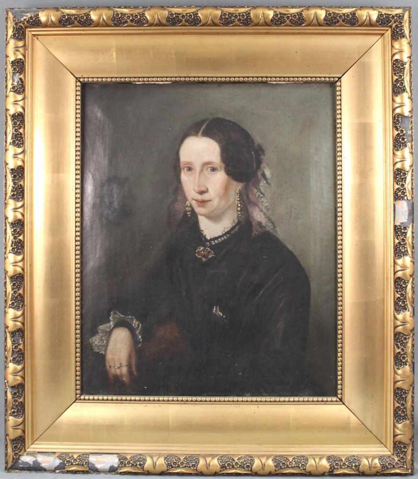 UNSIGNIERT (XIX). Portrait einer Patrizierin. Biedermeier um 1820.67 cm x 55 cm. Gemälde. Öl auf - Image 2 of 7