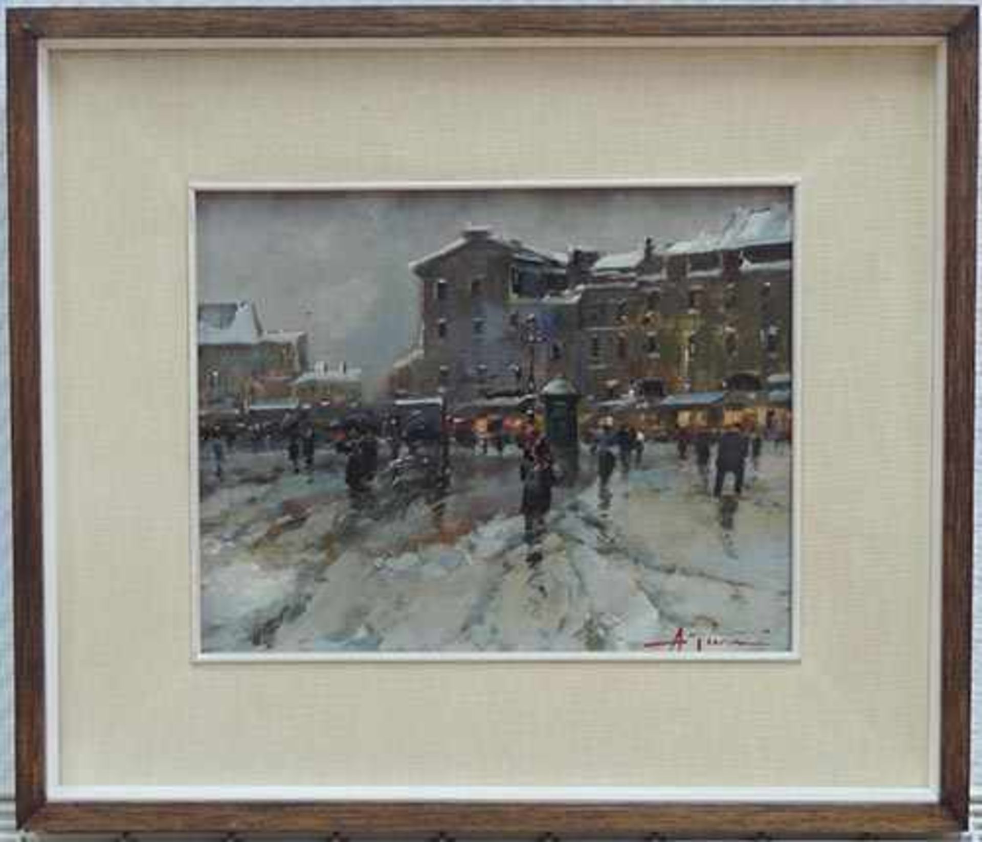 Antonio GRAVINA (1934 - 2011). "Winterabend".24 cm x 30 cm. Gemälde. Öl auf Leinwand. Rechts unten - Image 2 of 6