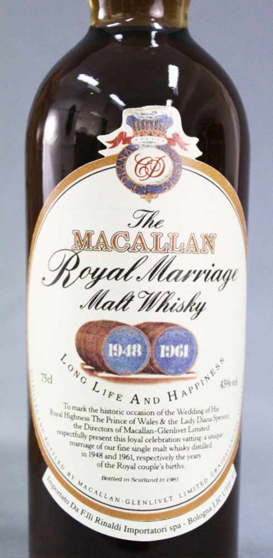 The Macallan Royal Marriage Malt Whisky. 1948 & 1961."Long Life and Happiness". Eine ganze - Bild 3 aus 6