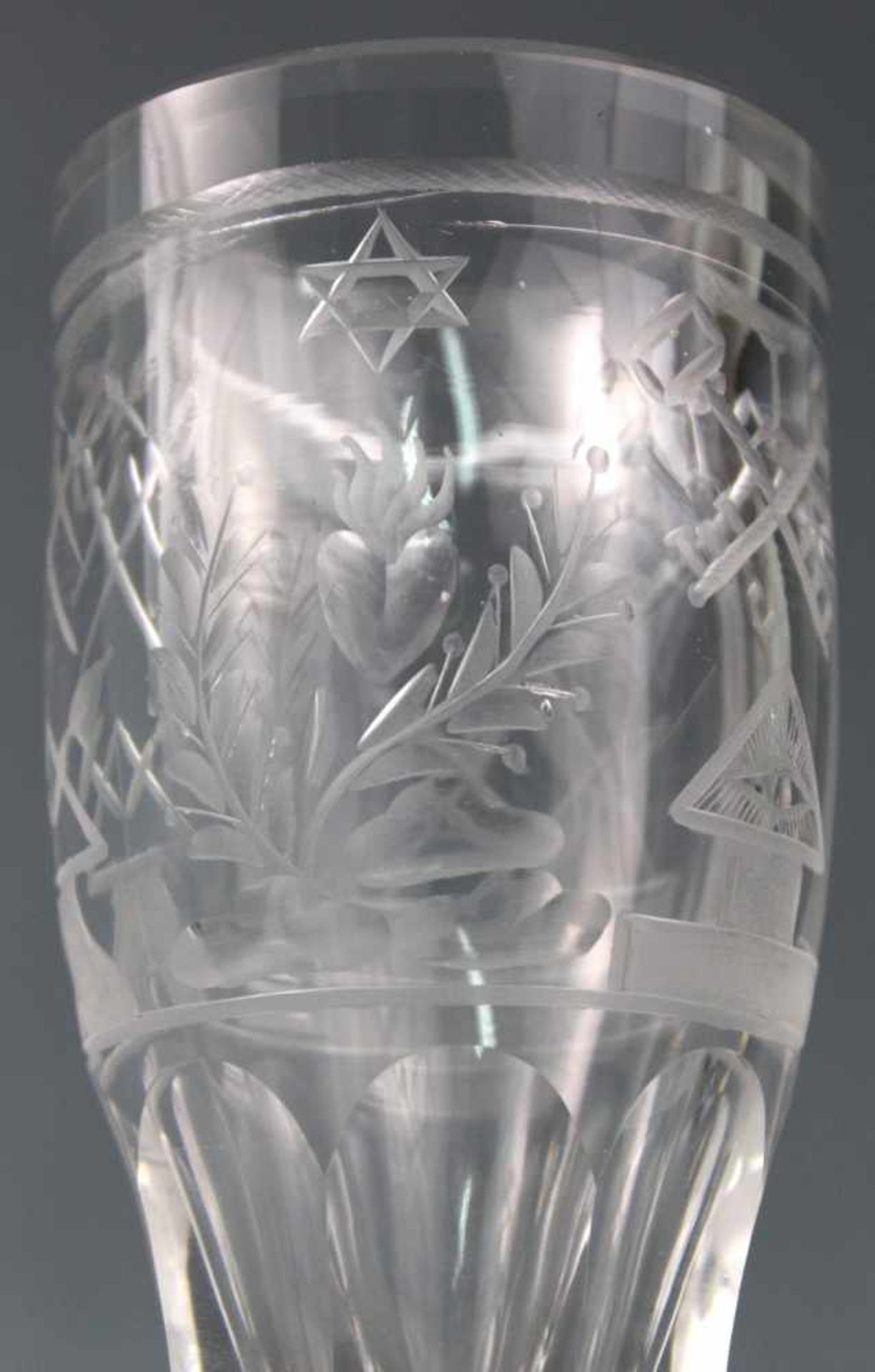 Logen Glas. Wohl Freimaurer um 1900. Geschliffen.17 cm hoch.Lodges glass. Probably Masons around - Image 7 of 8