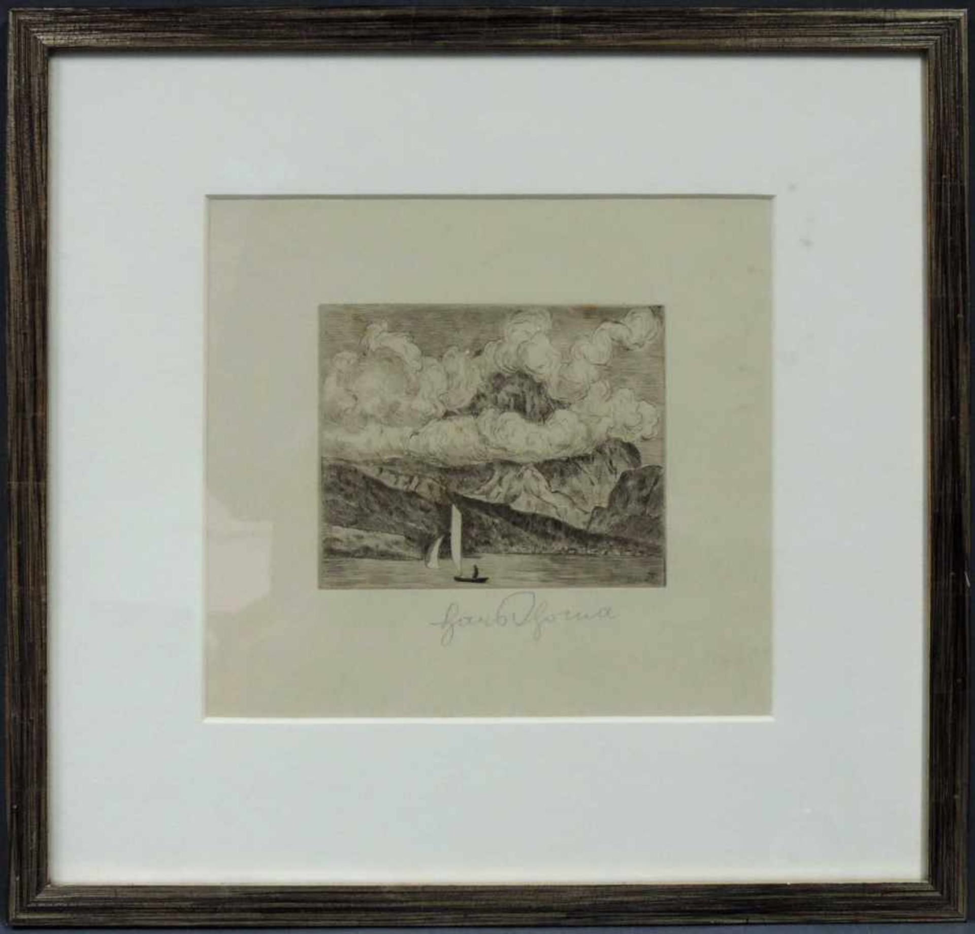 Hans THOMA (1839 - 1924). Bergsee (1917).Größe 13,2 cm x 16,2 cm. Entstehungsjahr 1917. Rechts unten - Image 5 of 5