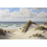 Hans BRINKMANN (1902 - 1977). "Sylt". Dünen am Strand.62 cm x 90 cm. Gemälde. Öl auf Platte. Links