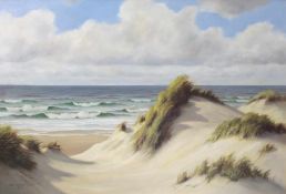 Hans BRINKMANN (1902 - 1977). "Sylt". Dünen am Strand.62 cm x 90 cm. Gemälde. Öl auf Platte. Links