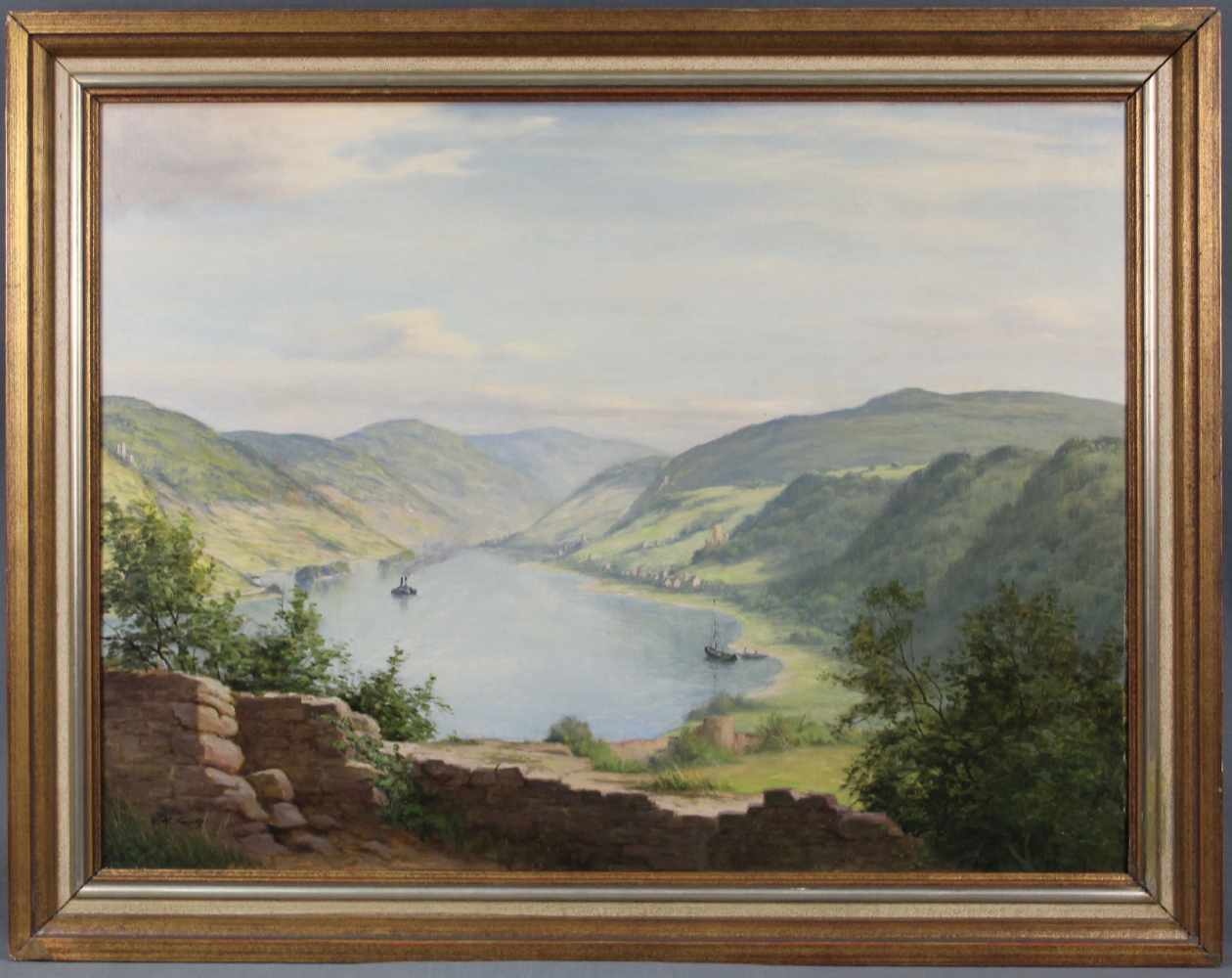 Hanni FRANKE (1890 - 1973). "Rheintal oberhalb von Bacharach".60 cm x 80 cm. Gemälde. Öl auf - Image 4 of 11