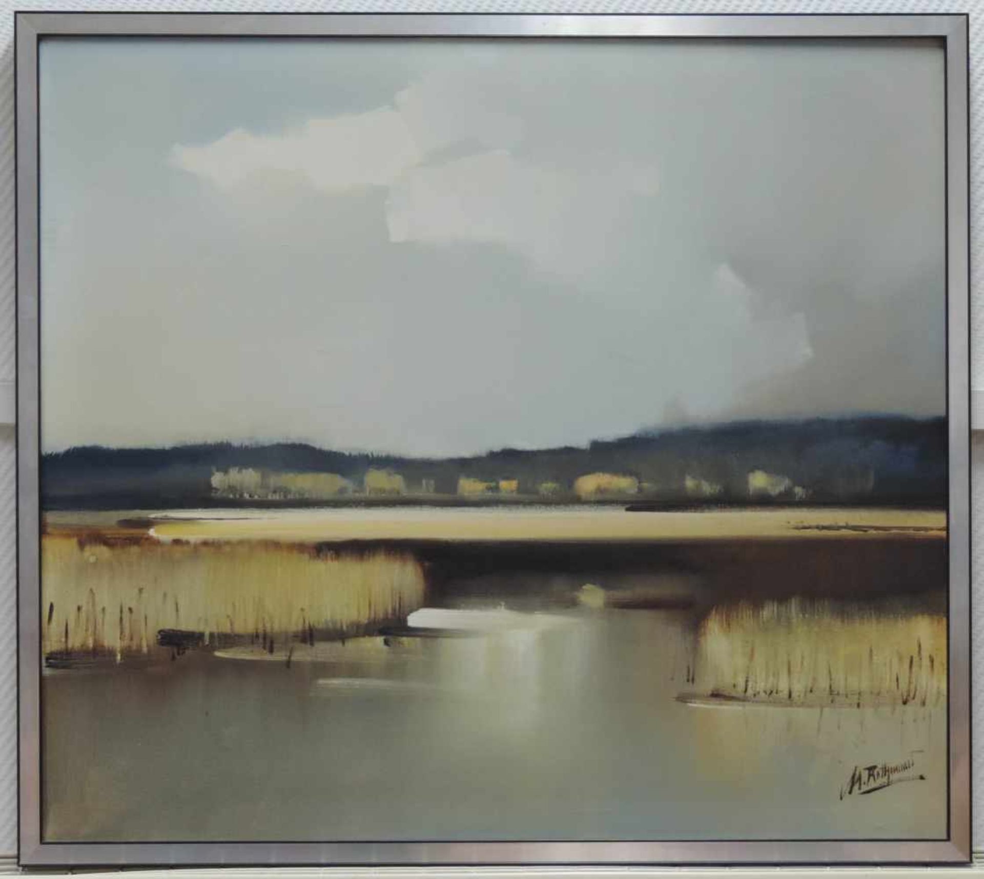 Max ROTHEMUND (1926 -). "Morgen im Hochmoor".80 cm x 90 cm. Gemälde. Öl auf Leinwand. Rechts unten - Bild 2 aus 9