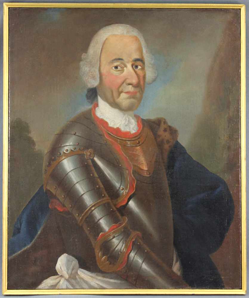 UNSIGNIERT (XVII - XVIII). Halbportrait eines Adligen in Rüstung.79 cm x 65 cm. Gemälde. Öl auf - Image 2 of 8