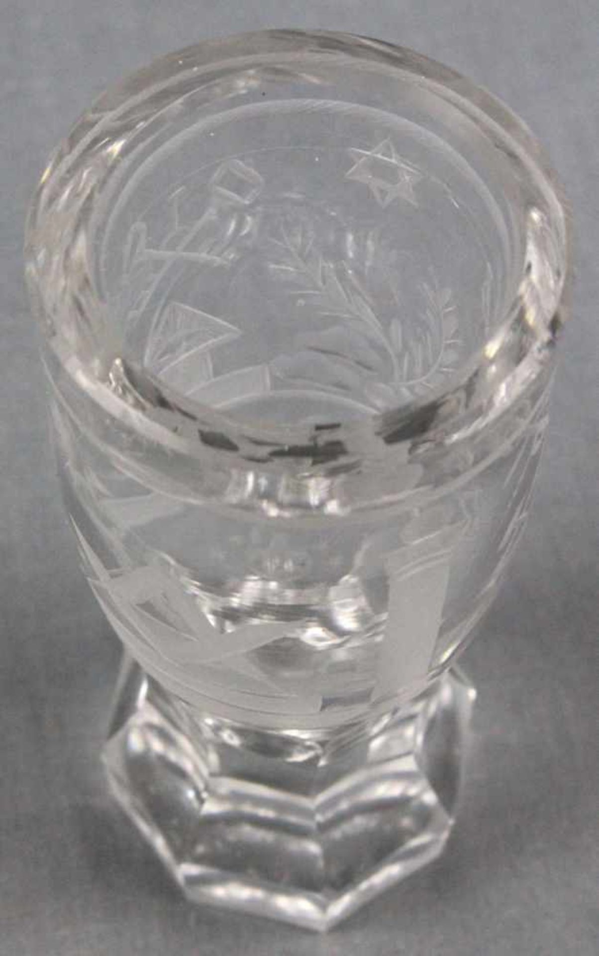 Logen Glas. Wohl Freimaurer um 1900. Geschliffen.17 cm hoch.Lodges glass. Probably Masons around - Image 3 of 8