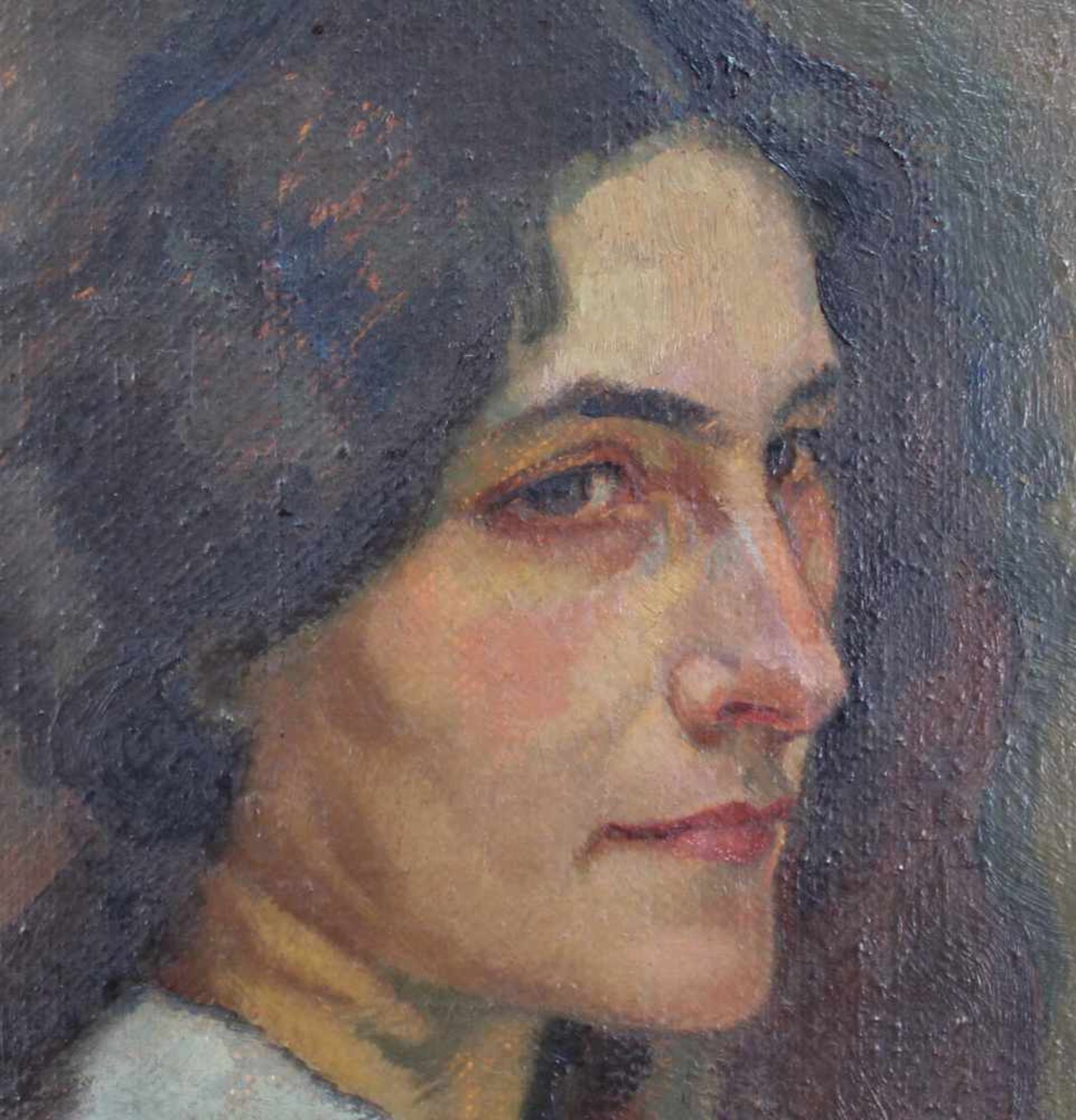 Paul BÜRCK (1878 - 1947). Portrait einer Frau im weißem Kleid 1919.63 cm x 48 cm. Gemälde. Öl auf - Bild 4 aus 8