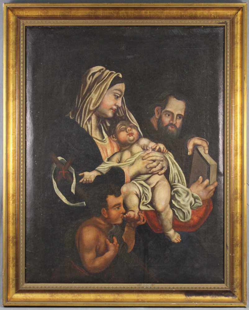 HEILIGENMALER (XVIII - XIX). Maria, Jesus, Josef und Johannes.90 cm x 70 cm. Gemälde. Öl auf - Image 2 of 6