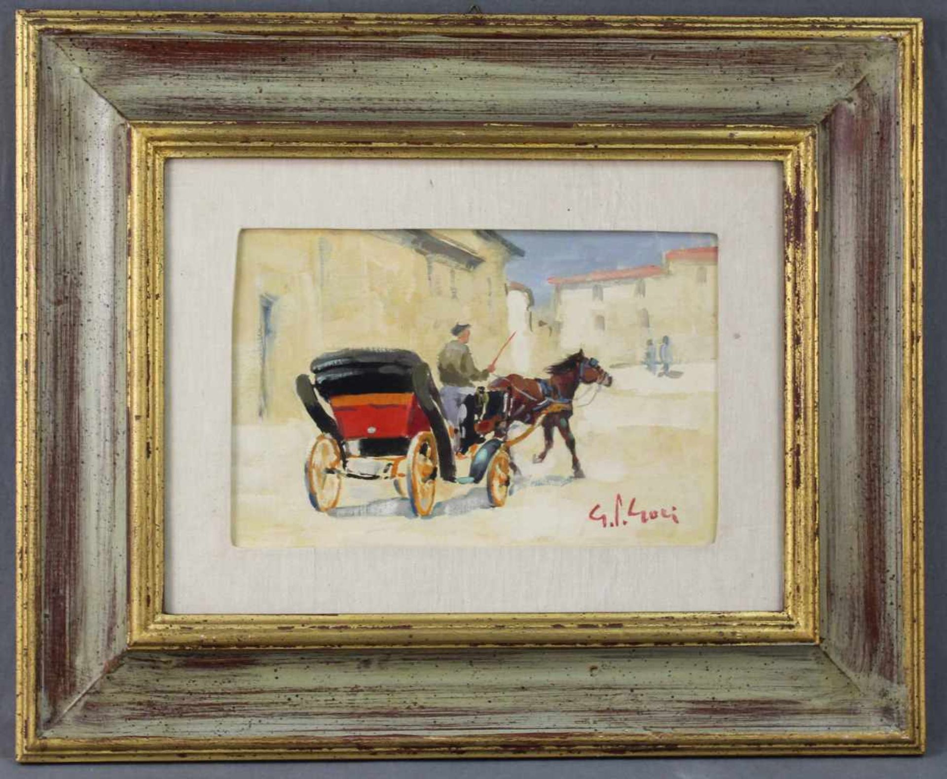 Gino Paolo GORI (1911 - 1991). "Ojn Corsa".20 cm x 30 cm. Gemälde. Öl auf Leinwand auf Karton. Im - Bild 4 aus 4
