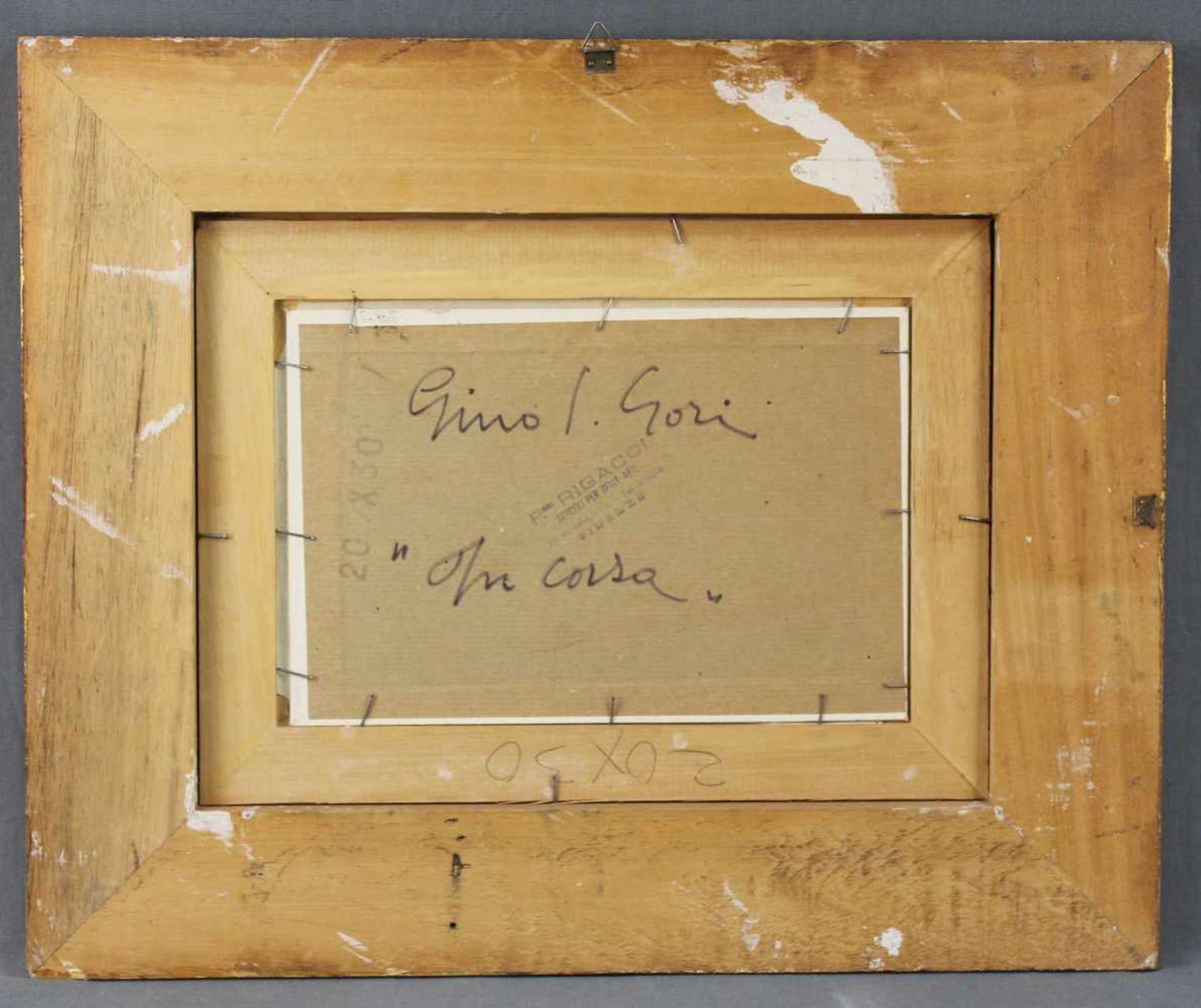 Gino Paolo GORI (1911 - 1991). "Ojn Corsa".20 cm x 30 cm. Gemälde. Öl auf Leinwand auf Karton. Im - Bild 3 aus 4