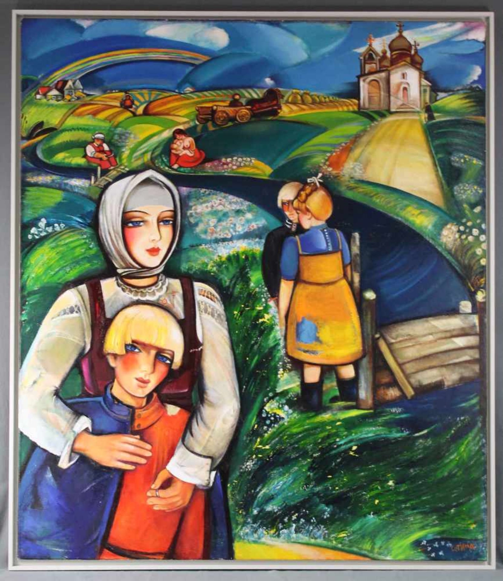 Zina SOTINA (1947 -). ''Brüder und Schwestern 1989''.149 cm x 128,5 cm. Öl auf Leinwand. Leningrad - - Bild 4 aus 11