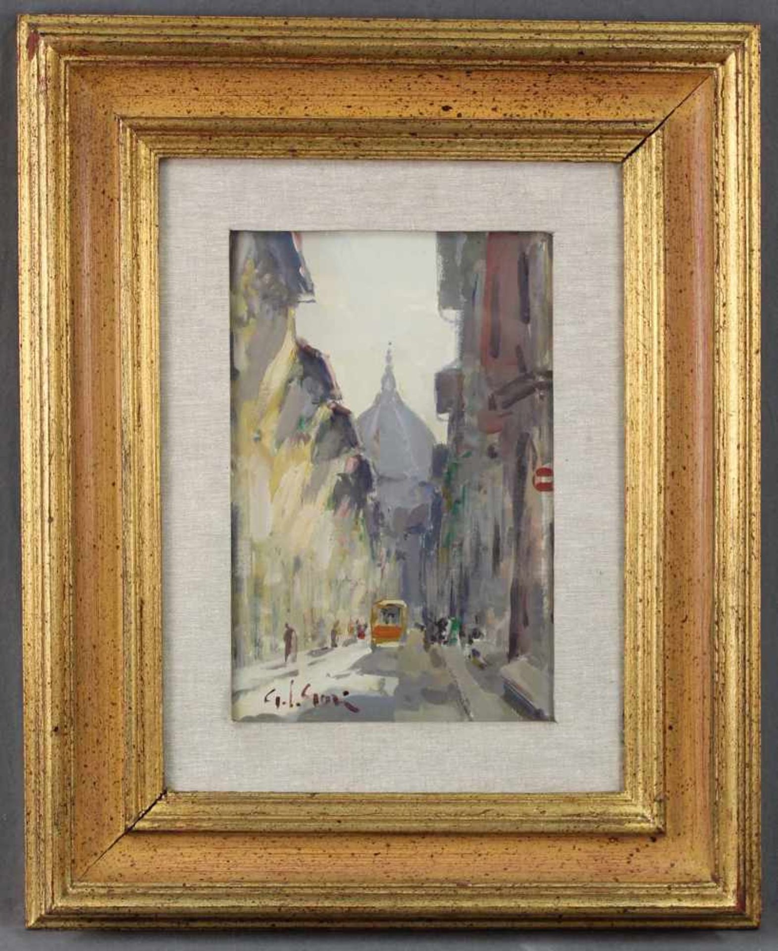 Gino Paolo GORI (1911 - 1991). "Via dei Servi, Firenze" Italia.30 cm x 20 cm. Gemälde. Öl auf - Image 3 of 4