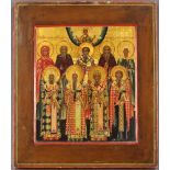 IKONE (XIX). Die 4 heiligen Metropoliten. Russland, Ende 19. Jahrhundert.35,6 cm x 31,1 cm. Gemälde.