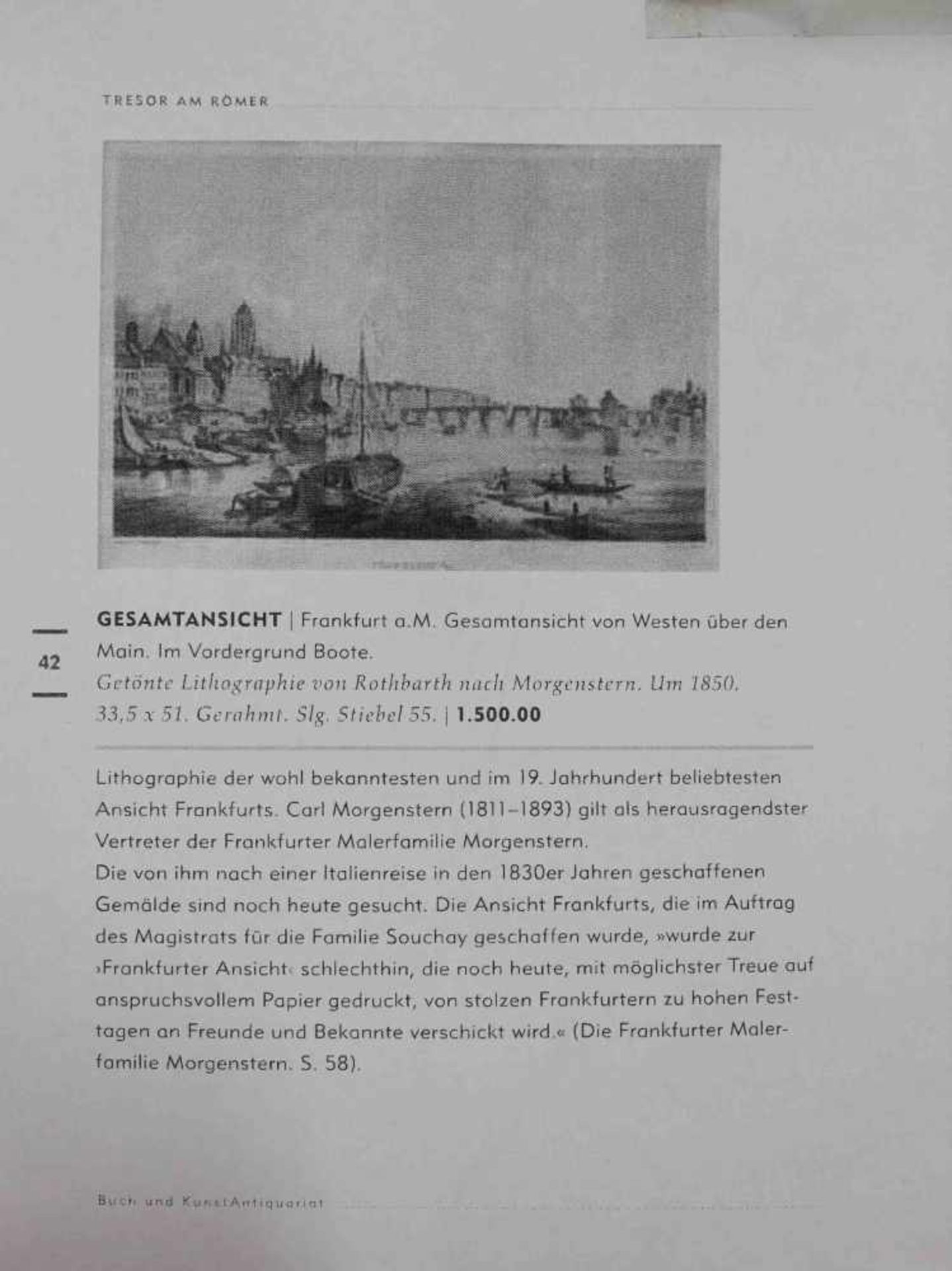 Carl MORGENSTERN (1811 - 1893). Frankfurt a. M.38 cm x 54 cm. Links unten "Gemalt v. Morgenstern", - Image 8 of 8