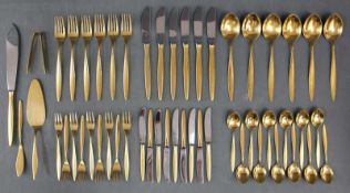 WMF Besteck Silber 800, vergoldet.1311 Gramm (gewogen ohne Messer).WMF Cutlery Silver 800, gilded.