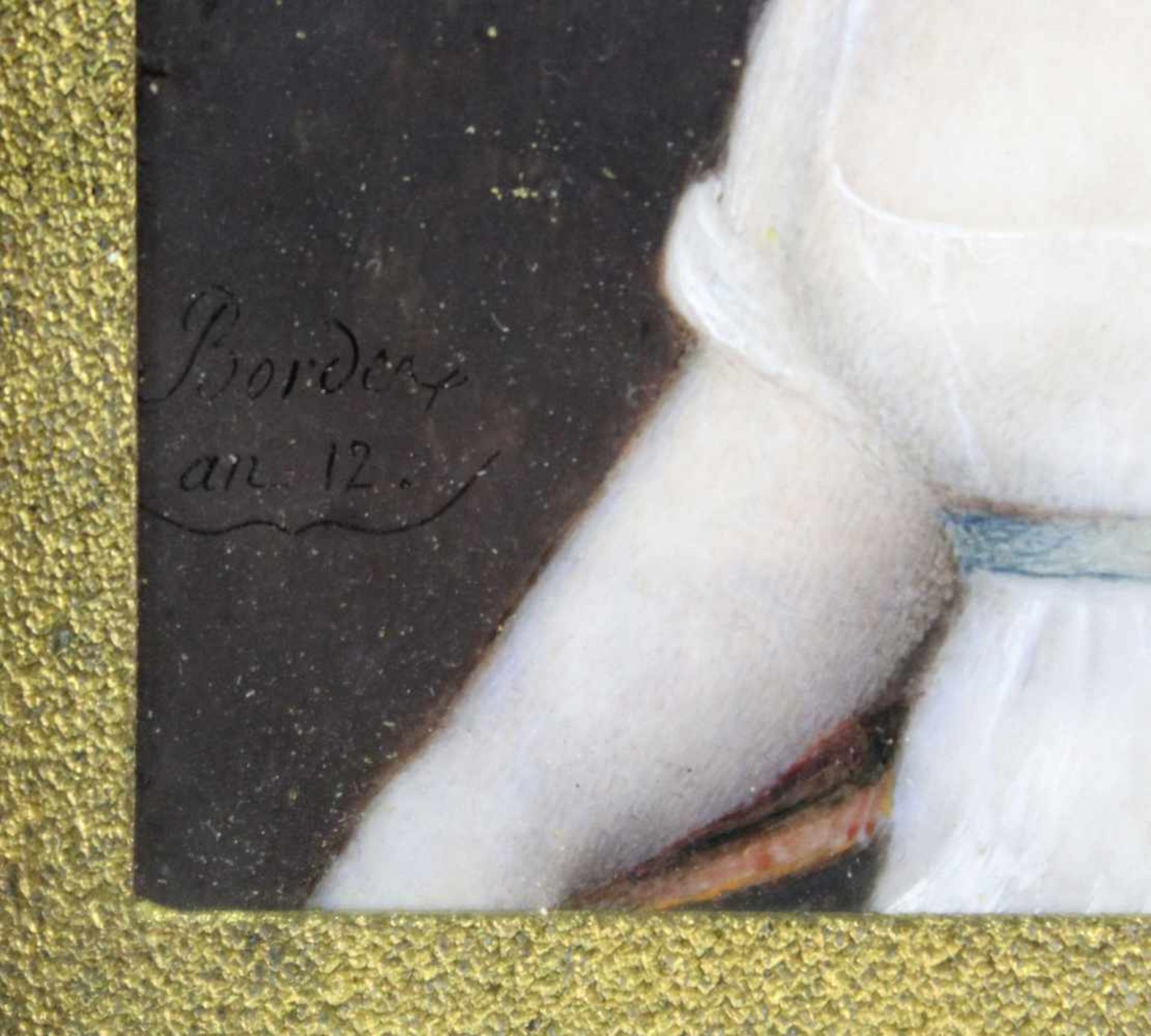 MINIATURIST (XVIII). Portrait einer Dame mit Perlenkette.78 mm x 69 mm im Ausschnitt. Gemälde, - Bild 3 aus 5