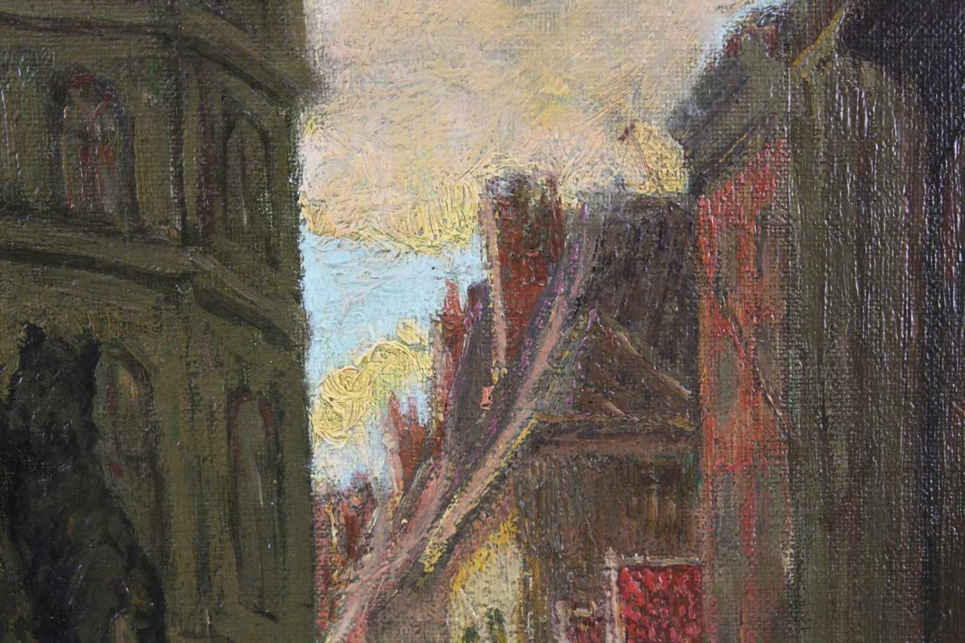 Albert ENGSTFELD (1876 - 1956). Auf dem Marktplatz.52 cm x 41 cm. Gemälde. Öl auf Platte. Rechts - Bild 5 aus 6