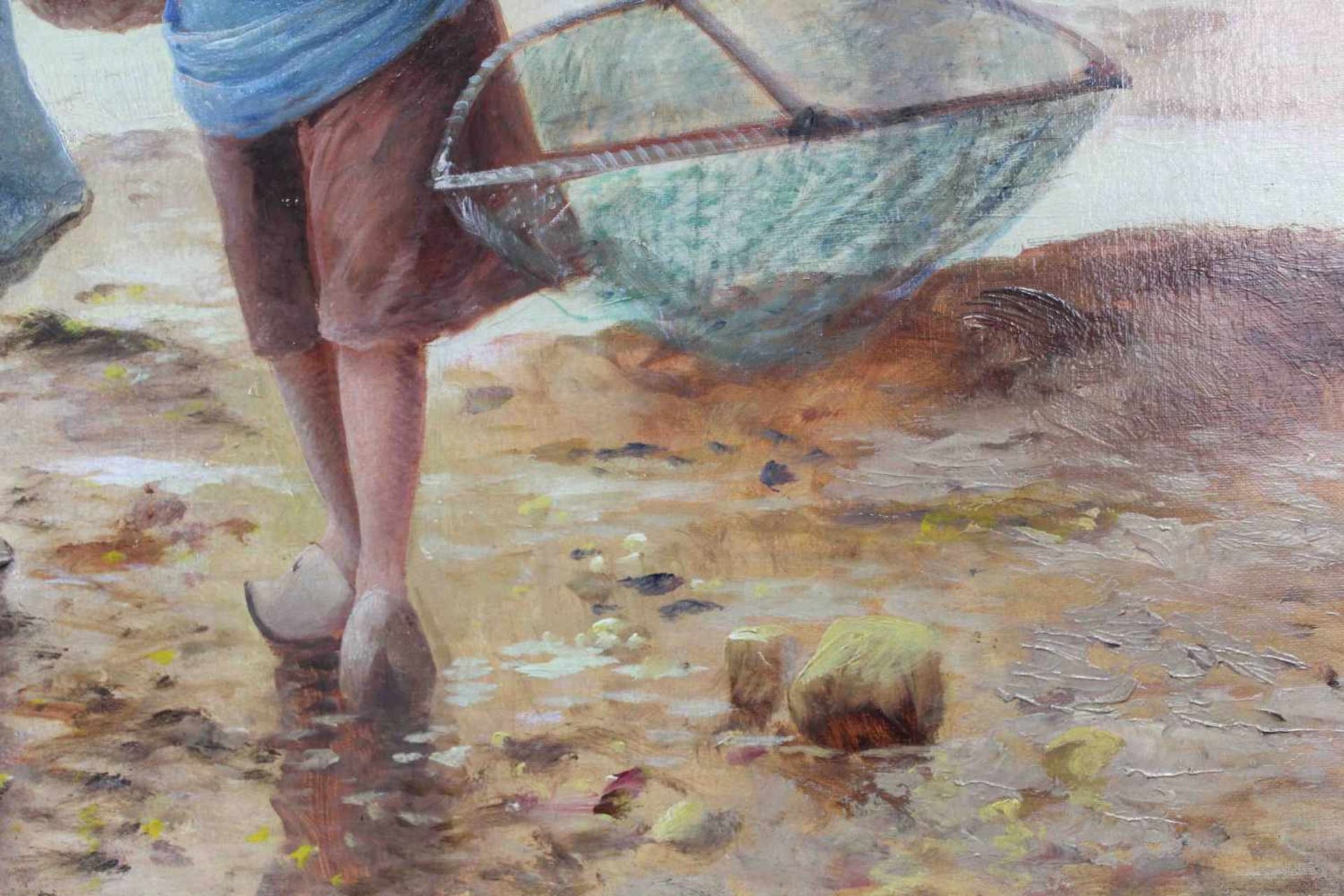 ACHENBACH (XX). Krabbenfischerinnen auf dem Heimweg.65 cm x 92 cm. Gemälde. Öl auf Leinwand, - Bild 6 aus 10