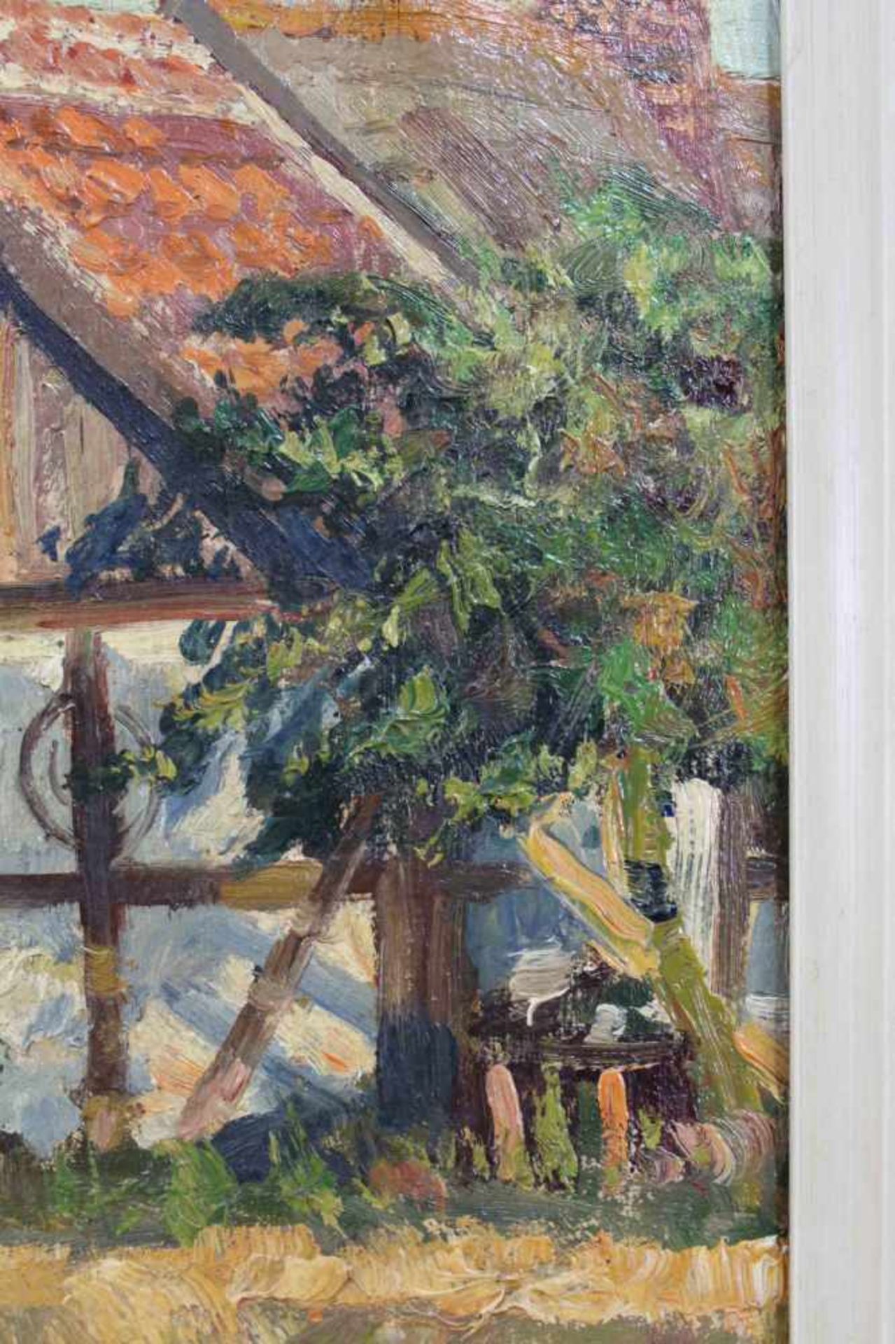 Richard GESSNER (1894 - 1989). Bauernhäuser in Sommerlandschaft.44 cm x 60 cm. Gemälde. Öl auf - Bild 4 aus 8