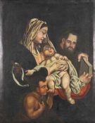 HEILIGENMALER (XVIII - XIX). Maria, Jesus, Josef und Johannes.90 cm x 70 cm. Gemälde. Öl auf