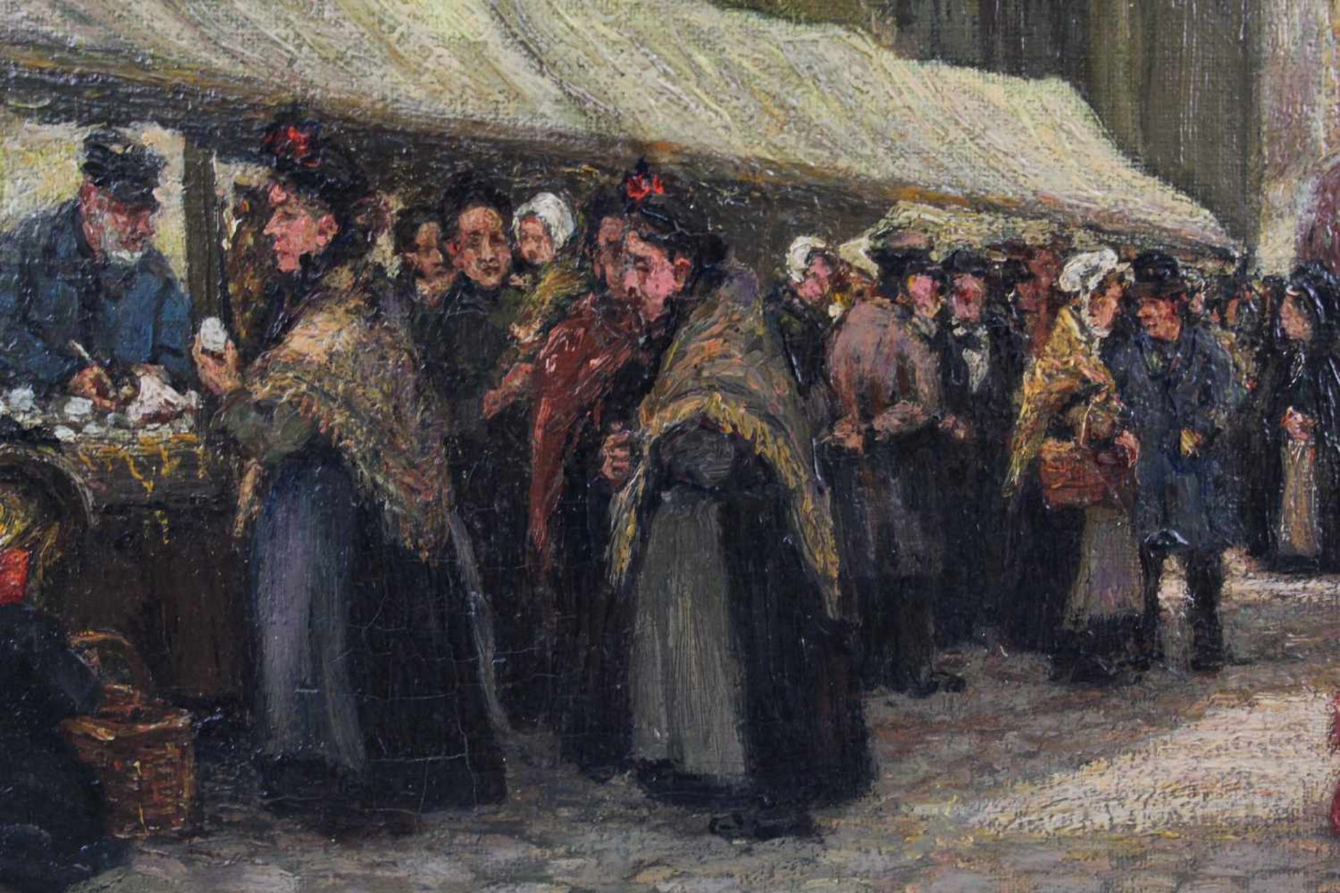 Albert ENGSTFELD (1876 - 1956). Auf dem Marktplatz.52 cm x 41 cm. Gemälde. Öl auf Platte. Rechts - Bild 4 aus 6
