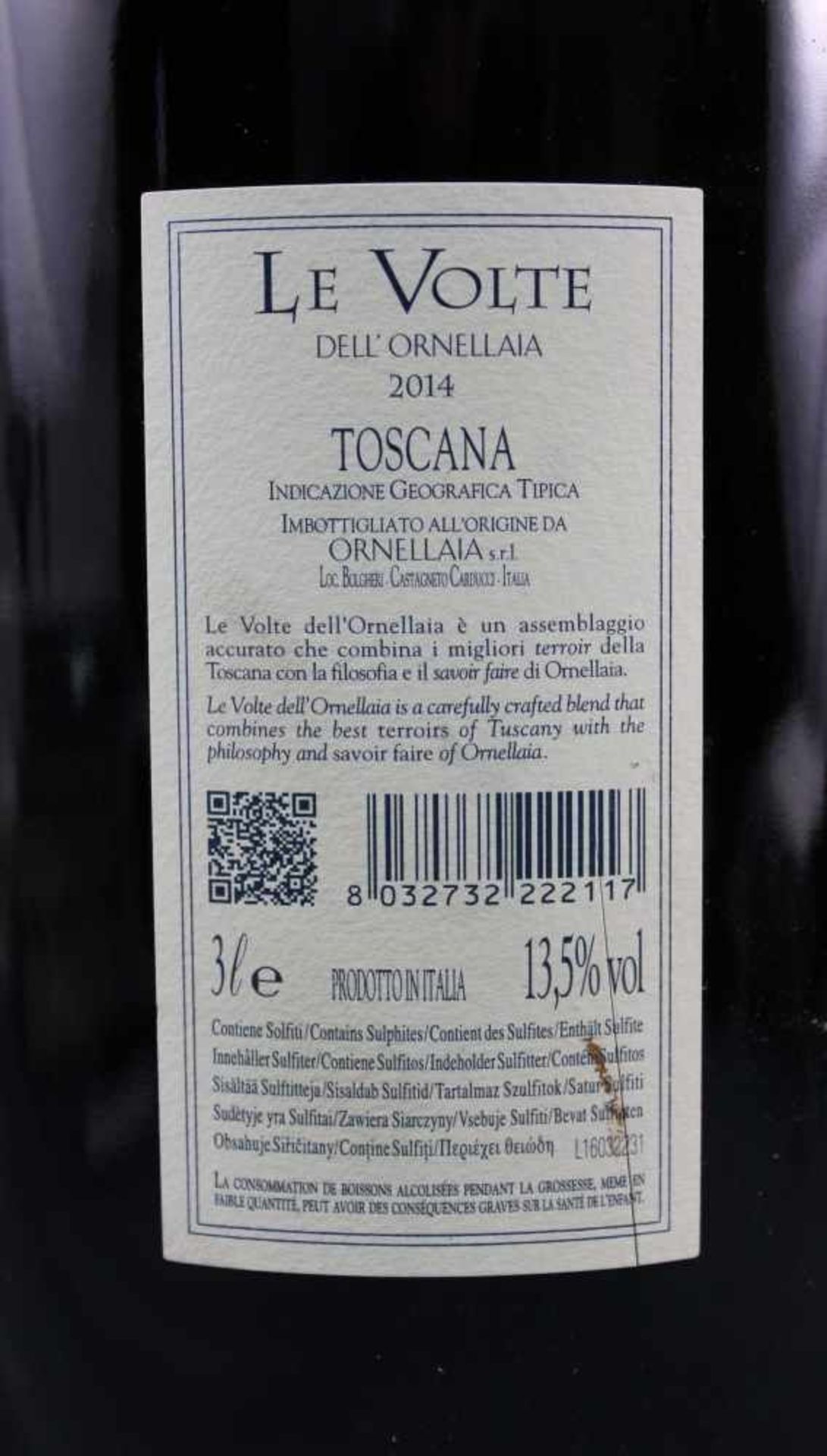 2014 Le Volte Dell' Ornellaia. Toscana IGT. Doppelmagnum.Eine Flasche Doppelmagnum 3 Liter, 13,5% - Bild 5 aus 8