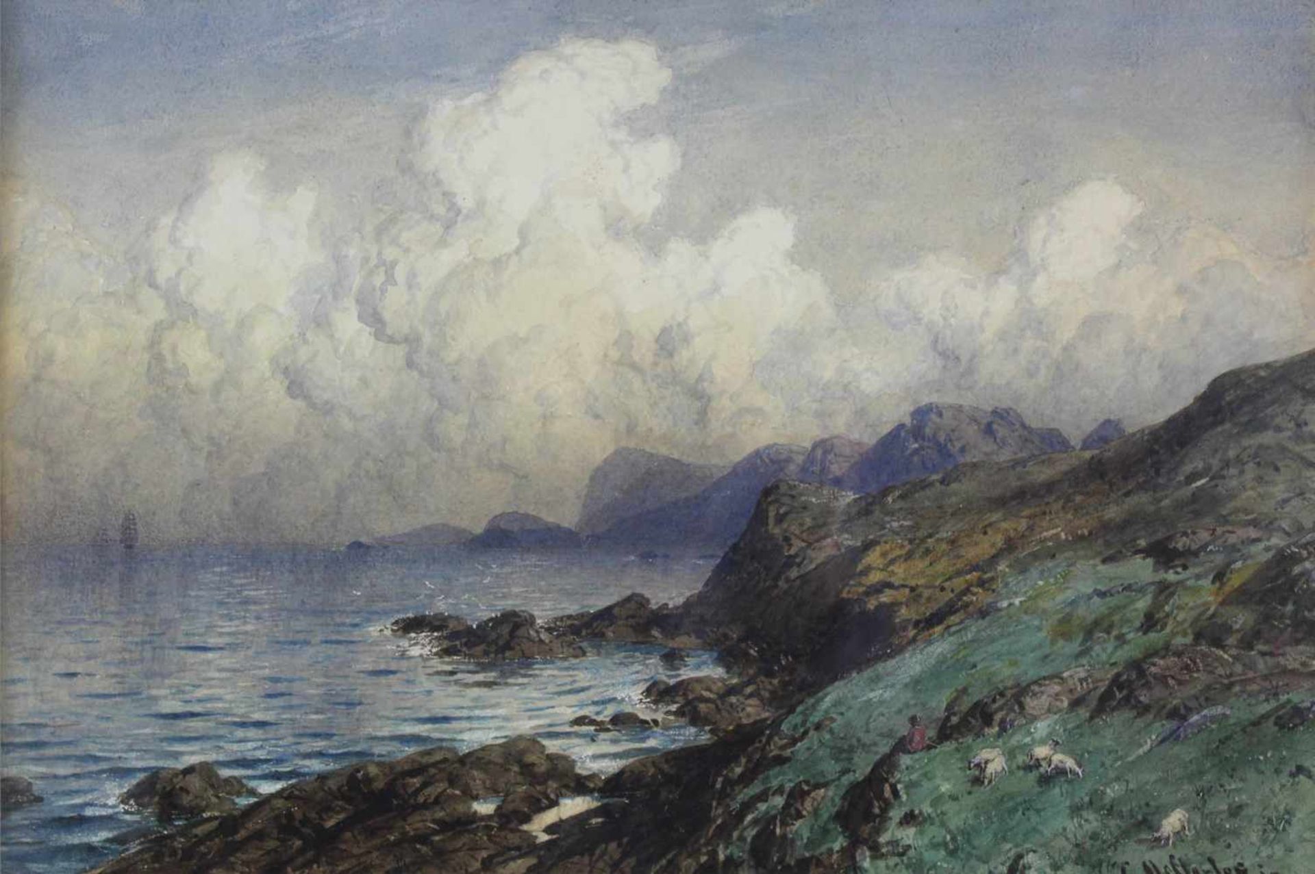 Carl August H. ÖSTERLEY (1839 - 1930). 5 Aquarelle mit Landschaften.22 cm x 35 cm im Ausschnitt. - Image 9 of 12