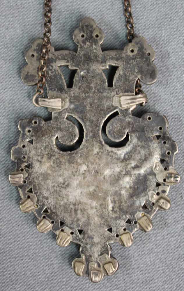 Medaillon. Zentralasien. Antik. Im Byzantinischen / Orthodoxen - Stil.11,7 cm x 7,5 cm. Silber mit - Image 3 of 5