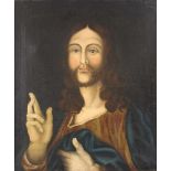 UNSIGNIERT (XVIII - XIX). Segnender Jesus.63 cm x 53 cm. Gemälde. Öl auf Leinwand. Wachs doubilert.