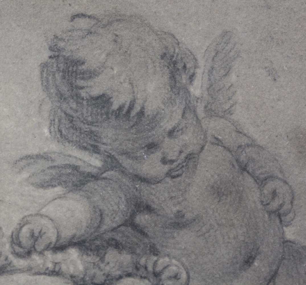 BAROCKMALER (XVIII). Kohlezeichnung mit 2 Putti.22 cm x 17 cm. Provenienz: Galerie Paul Sties. - Image 3 of 5