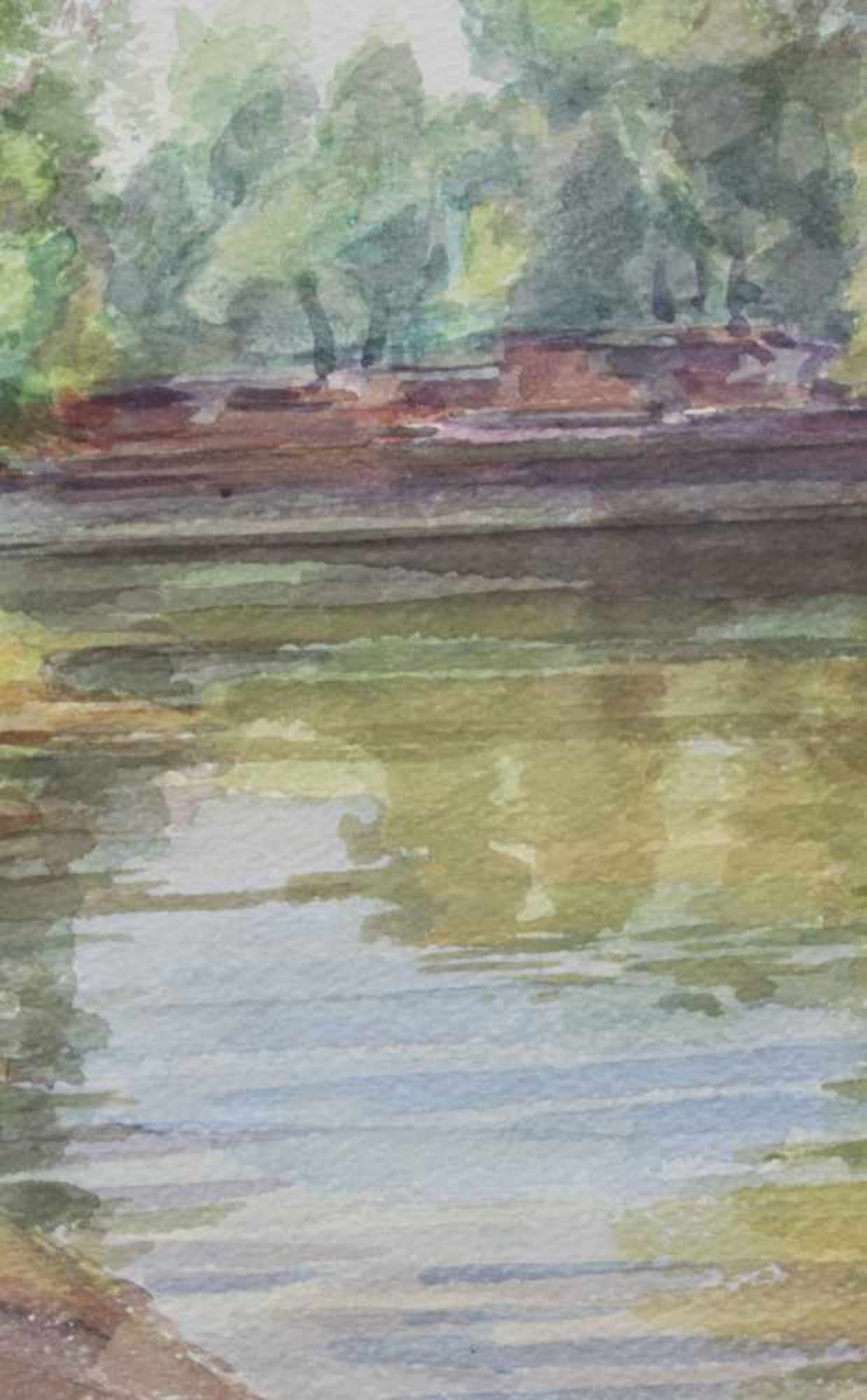 August WEDEL (1885 - 1953). Ufer vor der Stadt. (19)29.51cm x 61 cm. Gemälde. Öl auf Leinwand. - Bild 6 aus 8