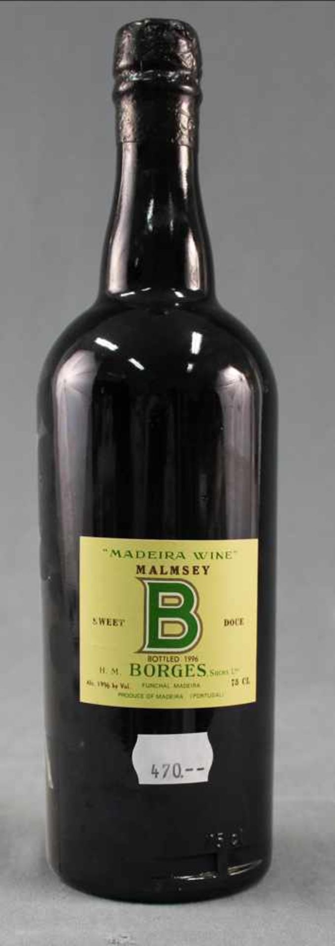M 1927 Madeira Wine, Malmsey, Sweet Doce, BORGES. Bottled 1996.Eine ganze Flasche. 750 ml. 19 % Vol.