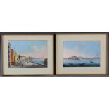 UNSIGNIET (XIX). 2 Gouachen, Bucht von Neapel mit Vesuv.19 cm x 27 cm. Gemälde. Keine Signatur