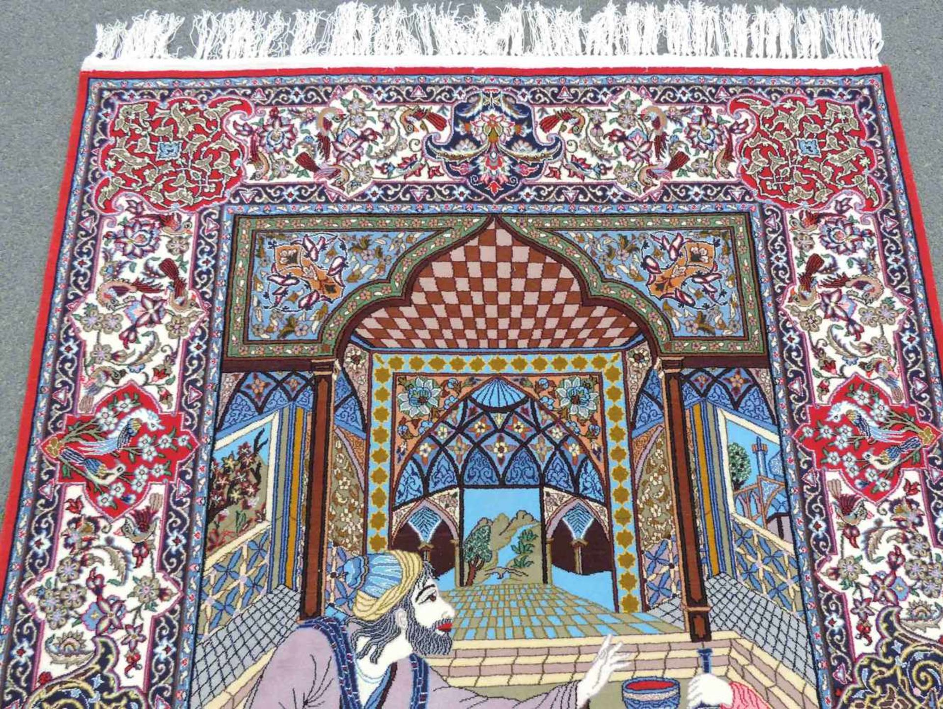 Bildteppich Isfahan. Perserteppich. Iran. Extrem feine Knüpfung.174 cm x 109 cm. Handgeknüpft. - Image 3 of 6