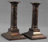 1 Paar Kerzenleuchter. Alt. Silber. Geprüft.17 cm hoch. Gefüllt.A Pair of Candlesticks. Old. Silver.