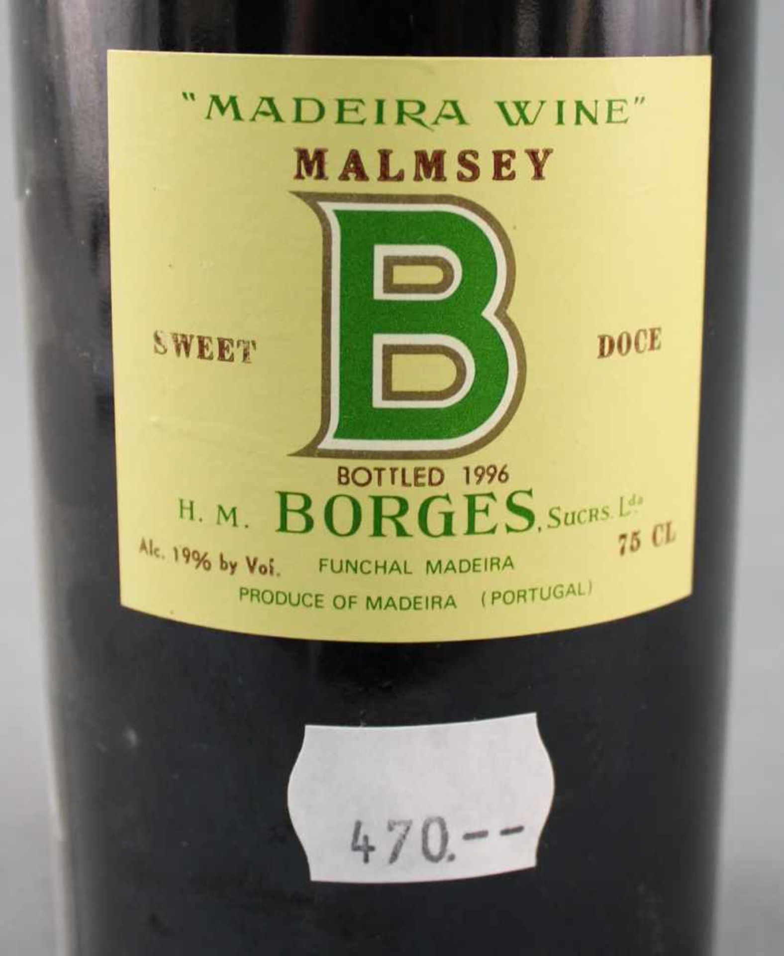 M 1927 Madeira Wine, Malmsey, Sweet Doce, BORGES. Bottled 1996.Eine ganze Flasche. 750 ml. 19 % Vol. - Bild 5 aus 9
