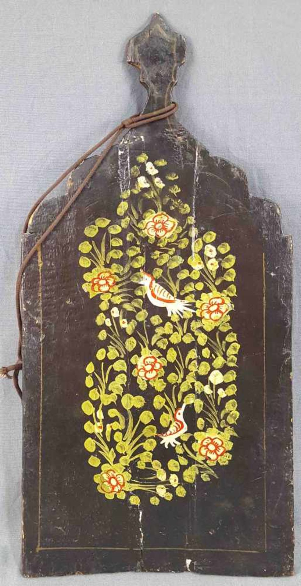 Persische Kaffeehaus-Malerei mit Spiegel im Quadjar Stil.47 cm x 21 cm. Malerei auf Holz. - Bild 7 aus 9