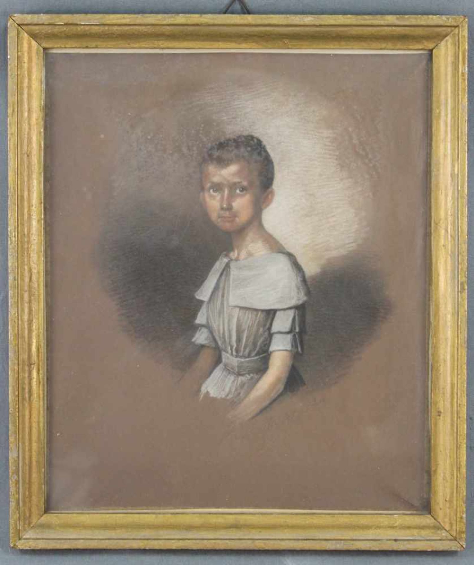 A. MÜLLER (XIX). Mädchenportrait 1844.''Marie-Friederike Melber'' mit 9 Jahren. 32 cm x 27 cm. - Image 2 of 6