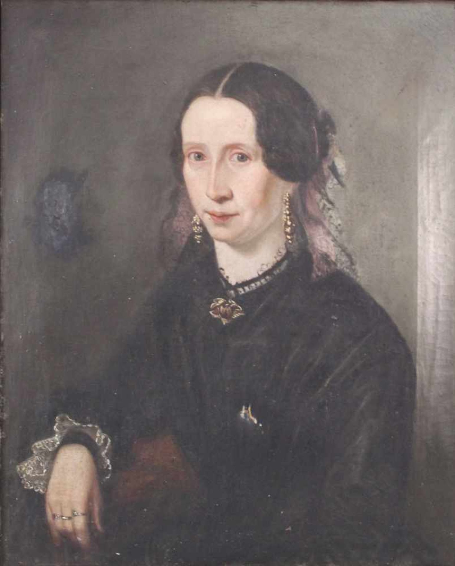UNSIGNIERT (XIX). Portrait einer Patrizierin.67 cm x 55 cm. Gemälde. Öl auf Leinwand. Biedermeier um