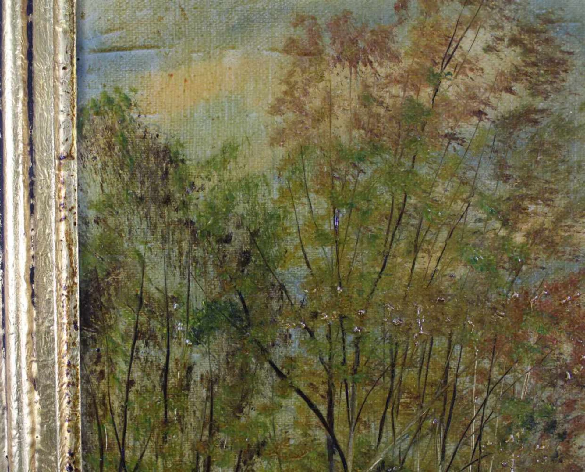 UNDEUTLICH SIGNIERT (XIX - XX). Frau im Boot.60 cm x 40 cm. Gemälde. Öl auf Leinwand. Links unten - Bild 6 aus 7